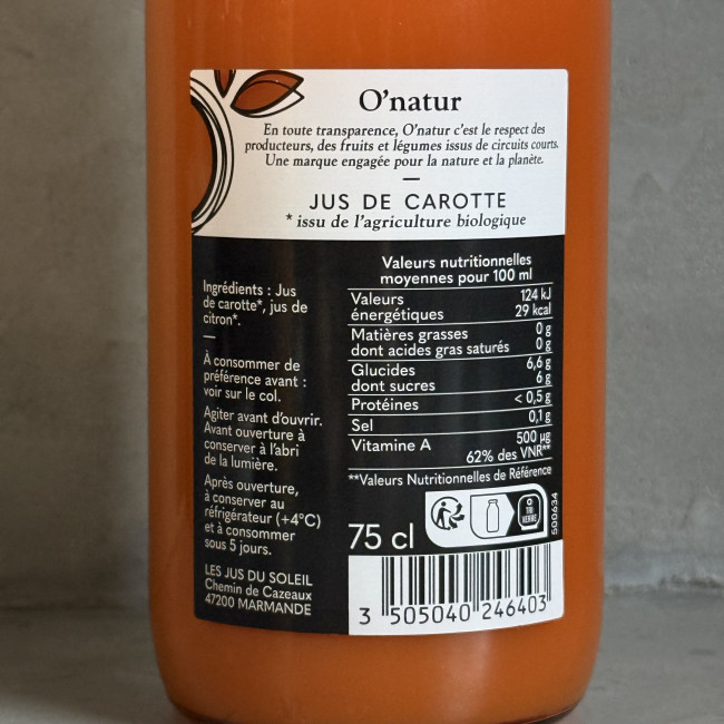 Jus de carotte (70cl)