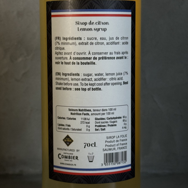 Sirop de citron (70 cl)
