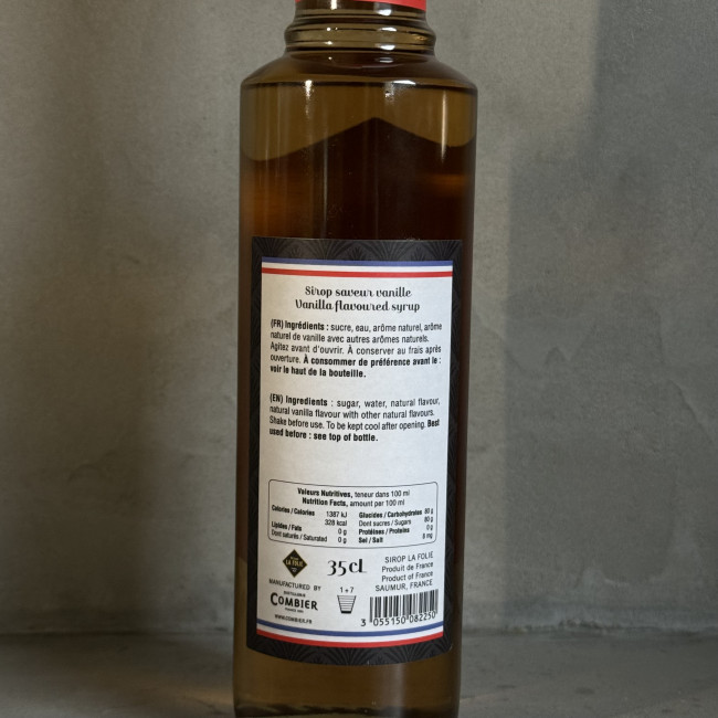Bouteille Sirop de Vanille artisanal Combier pour café latte